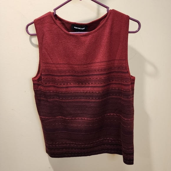 NORTONSTUDIO Burgundy Stripes Sleevesless Acrylic Top size L - Picture 4 of 11
